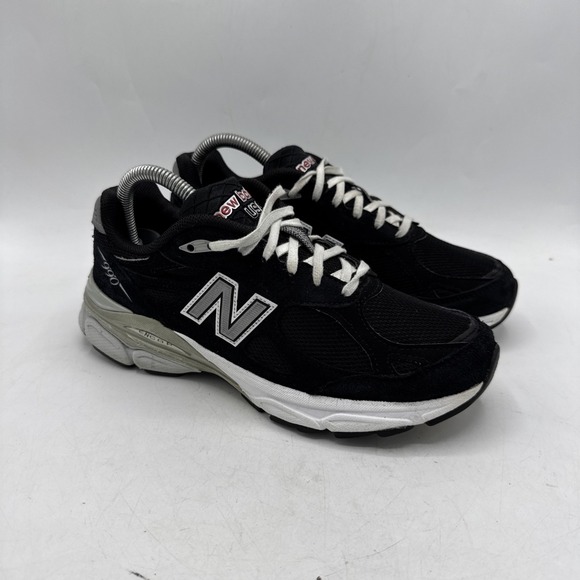 New Balance 990v3 Shoes Womens 7 Black White Suede Sneakers W990BK3